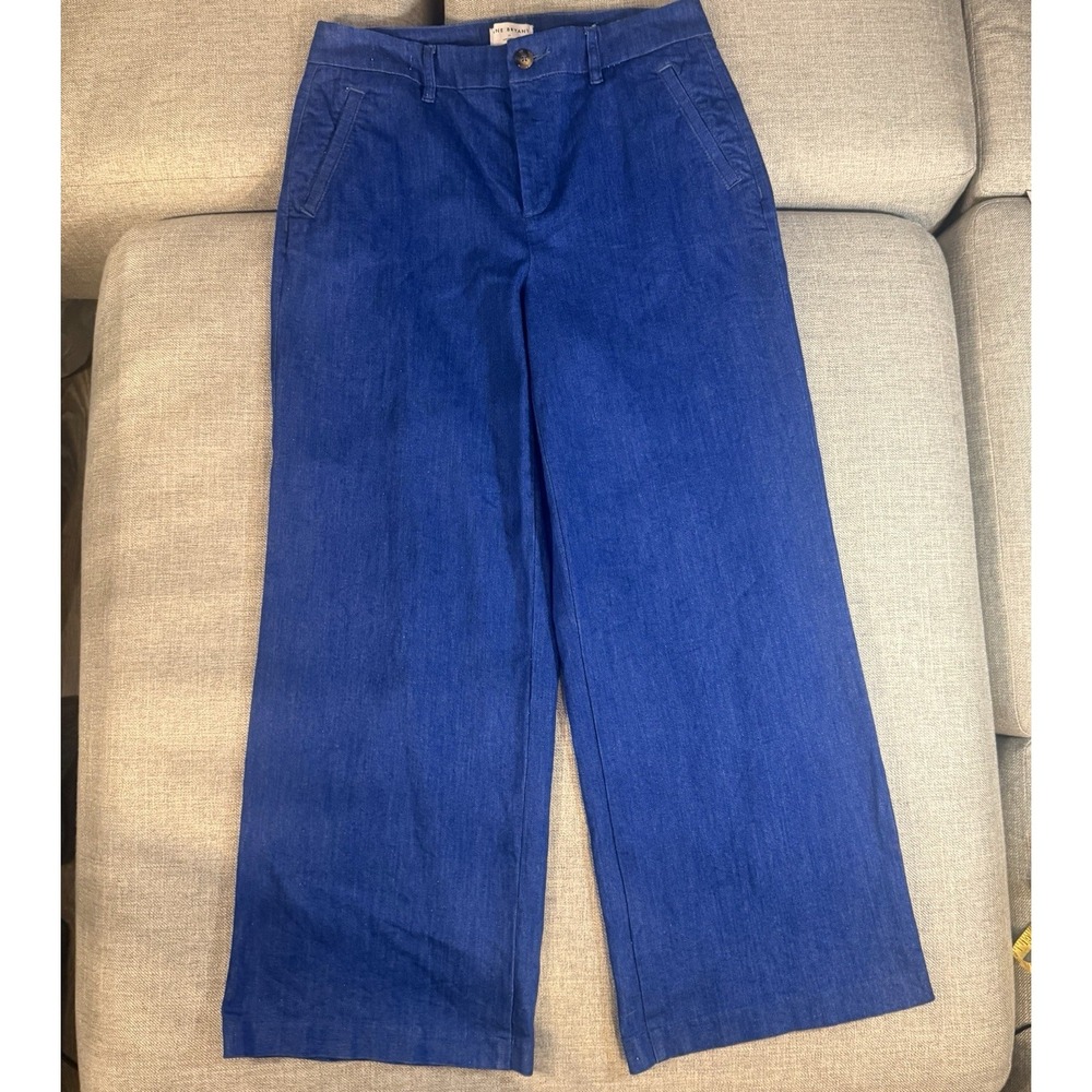 Lane Bryant Crop Wide Leg Jeans Women 14 Blue High Rise Stretch Denim